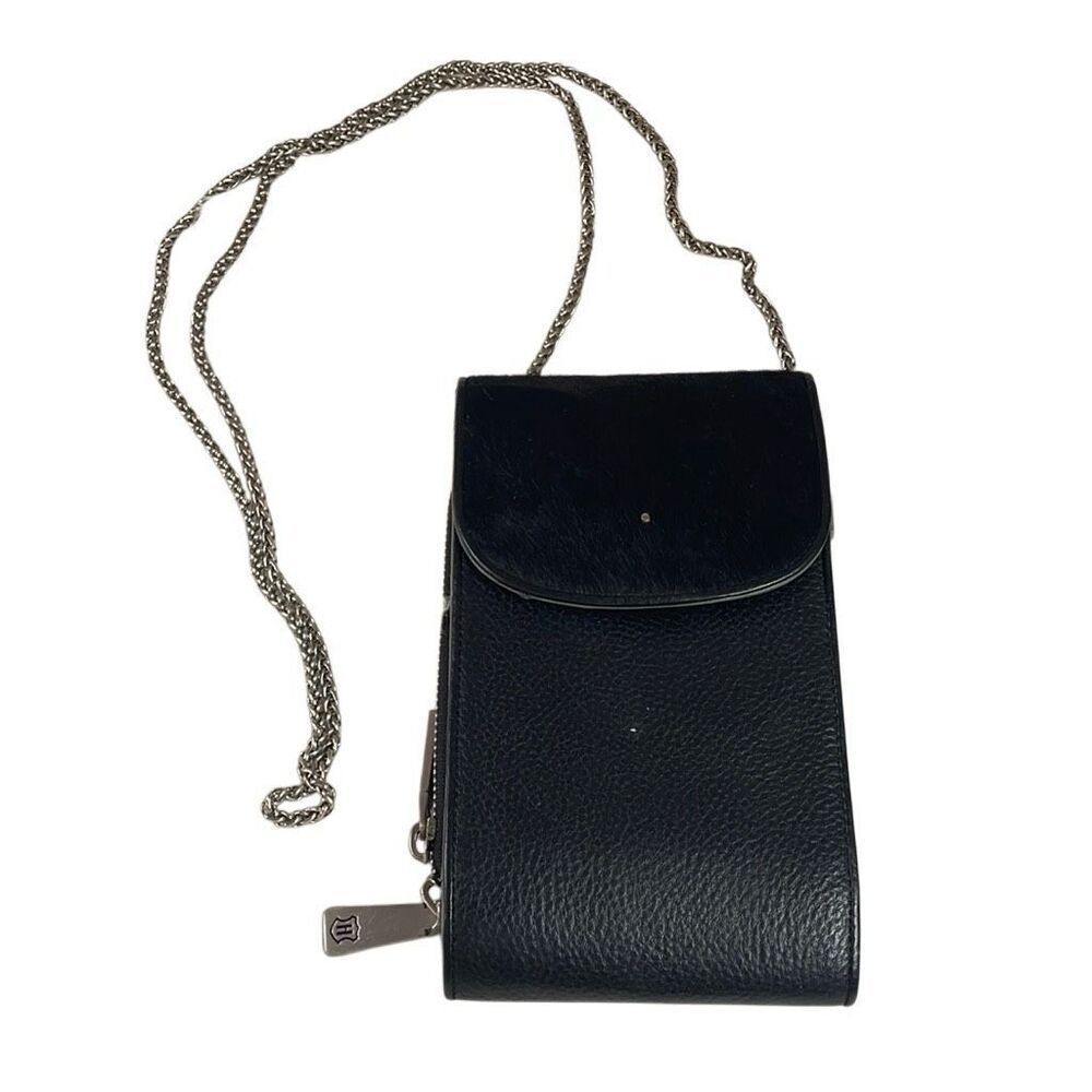 J.W. HULME Black Pebbled Crossbody Bag Card Wallet Organizer 4 1/2” W x 8” L